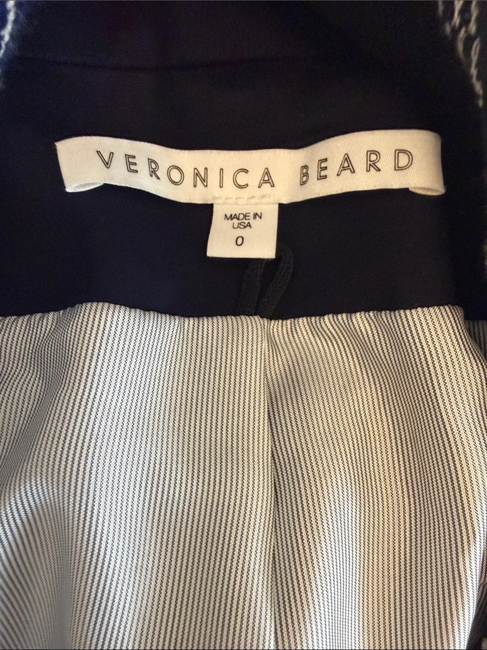 Veronica Beard Navy Cotton Dickey Jacket with Dickey Insert
